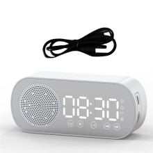 Wireless  Speaker Clock Radio Dual Alarm Support TF Card Digital Alarm for Home Office White