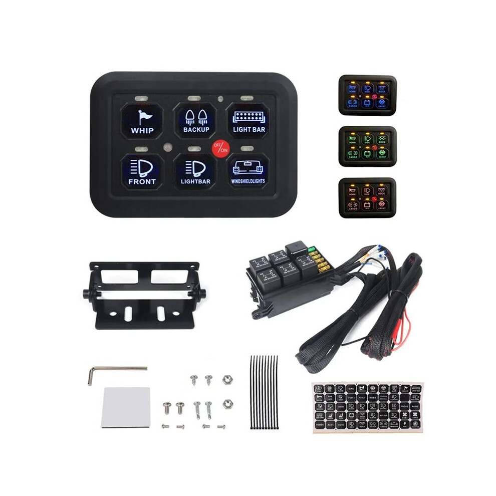 12V Led 6 Gang Panel 600W-1200W Circuit Control Relay System Box Touch Control Panelt For Utv Caravan 4711417045060