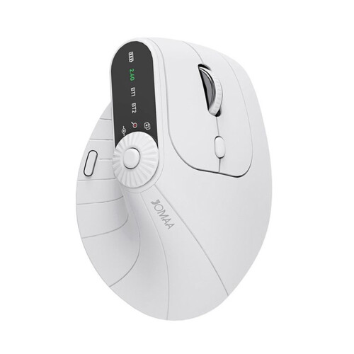 JOMAA Ergonomic Vertical Wireless Mouse with Function Adjustment Knob, 2.4G Dual-Mode Wireless Rechargeable Mouse White
