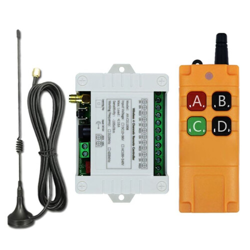 AC100-240V 4CH RF Wireless Remote Control  Receiver with 2000M Long Distance Remote Controller Suckers Antenna 1