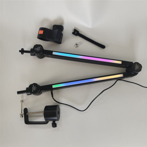 Supporto per Microfono RGB con Braccio Girevole e Luce RGB, Supporto A Forbice per Streaming di Giochi 1