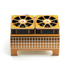 Metal Dual Cooling Fan Motor Heat Sink for 1/5  X-Maxx 6S 8S Arrma KRATON Outcast RC Car Upgrade Parts Gold
