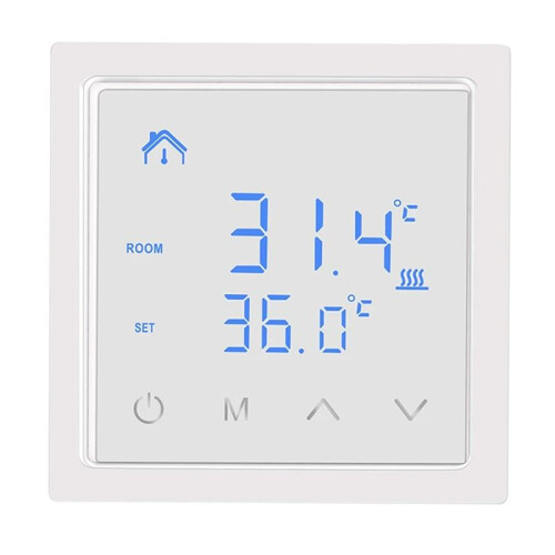 Thermostat 16A Floor Heating Temperature Controller with LED Touch Screen 85-265V Electric Heating Control White