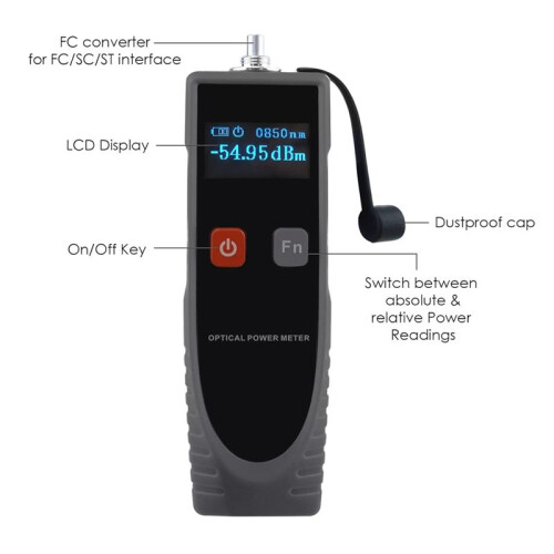 Digital Optical Power Meter -70-6dBm Rang with Cable Tester Function and FC Converter for FC/SC/ST Interface 1
