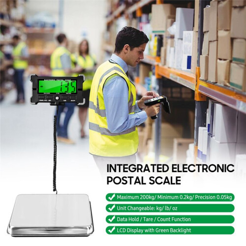 PS21 Digital Scale 200KG Electronic Postal Scale Stainless Steel Floor Scale LCD Backlight Display Portable Scale 1