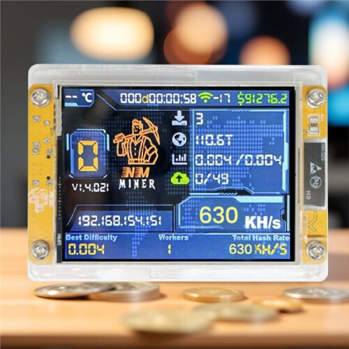 630KH/S NMMiner NerdMiner 2,8 Polegadas com Tela Inteligente Atualizada 630KH/S Harshrate Bitcoin Crypto Solo Miner NerdMiner 2