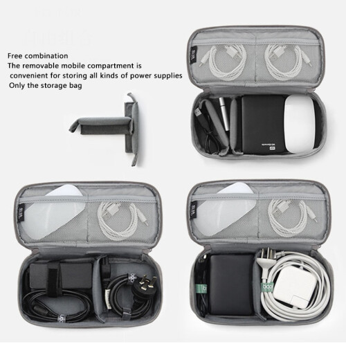 BOONA Portable Travel Storage Bag Multi-Function Storage Bag for Laptop Adapter,Power Bank,Data Cable,Charger,Gray 2