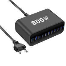 800W Gan 8C2A USB C Charger Portable 10-Port USB C Charging Station Desktop Charger for Mobile Phones, Tablets EU Plug
