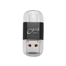 Karten Leser Aluminium USB C Typ Otg Micro- / TF Externer Speicher Karten Leser für Mobile Computer (Schwarz)