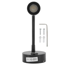 Reading Light DC10V to 30V High Brightness Adjustable Color Temperature LED RV Bedside Lamp compatible with Trucks Campers Ships Yachts Black