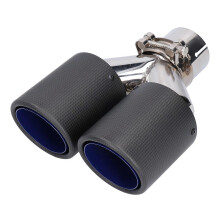 Matte Carbon Fiber Tail Exhaust Pipe Dual Outlet Universal Y Shape Exhaust Tips