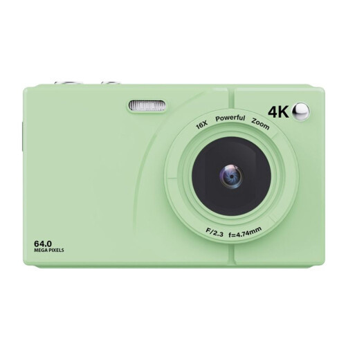 Câmera Digital CCD 4K, Câmera de Vídeo Digital Wi-Fi de 64 MP, Zoom Digital de 16X com Tela de 2,8 Polegadas, Cartão de 32 GB, Verde