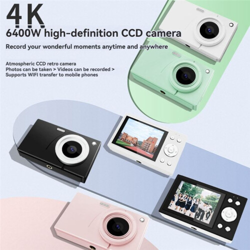 Câmera Digital CCD 4K, Câmera de Vídeo Digital Wi-Fi de 64 MP, Zoom Digital de 16X com Tela de 2,8 Polegadas para Iniciantes, Branca 1