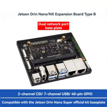 For Jetson Orin /NX Super Dual Ethernet Port Base Board 4K HD Expand 2 CSI Interface 2 M.2 Key M and M.2 Key E Port