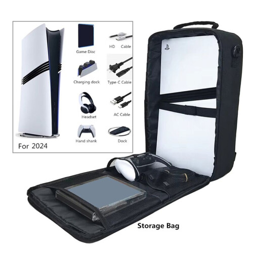 For PS5 Pro Storage Bag Protective Large Capacity Carrying Case for  5 PRO Backpack for Safe Transportation 2