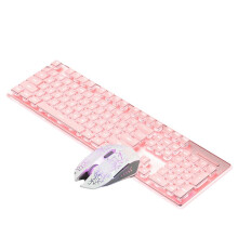 Tastiera Meccanica Cablata con Mouse Tastiera Silenziosa LED Tastiera da Gioco Impermeabile per E-Sport e Uso In Ufficio-B