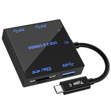 USB 3.0 Five in One Expansion Dock Portable USB 3.0 Light Emitting HUB /TF Multi Port External Expansion Dock