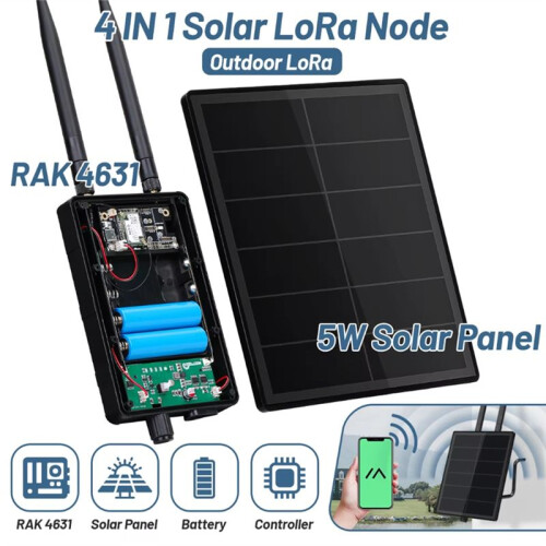 D5L Solar Node with 5V Solar Panel RAK19007 & RAK4631 WisBlock Integration  WiFi LoRa IoT Low-Power Module B 1