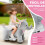 Elefante elétrico cinza com música e rodas de PU, 74 cm 7