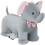 Elefante elétrico cinza com música e rodas de PU, 74 cm 1