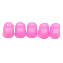 (Pink) 5pcs Multifunctional Silicone Thimbles Set Hollow Breathable Protective Finger Sleeves for DIY Crafts And Sewing