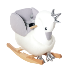 Cavalinho de balanço em forma de cisne bebê, branco e cinza, 60 cm