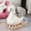 Cavalinho de balanço em forma de cisne bebê, branco e cinza, 60 cm 3