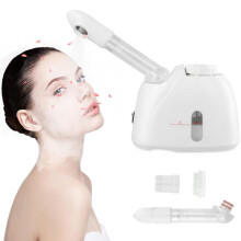 Mini Facial Steamer - Tabletop Evaporation Face Steam, 360 Rotating Nozzle & 180 Arm, Herb & Aromatherapy Box for Salon & Spa