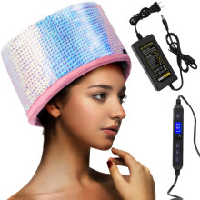 Hair Steamer for Natural Hair with Adjustable Temperature and Timer, Deep Conditioning Heat Cap, Laser Color