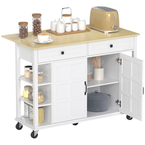 Homcom Isla de Cocina Blanco 120 x 65 x 89 cm