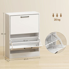 Zapatero Estrecho Blanco 60 x 24 x 80 cm