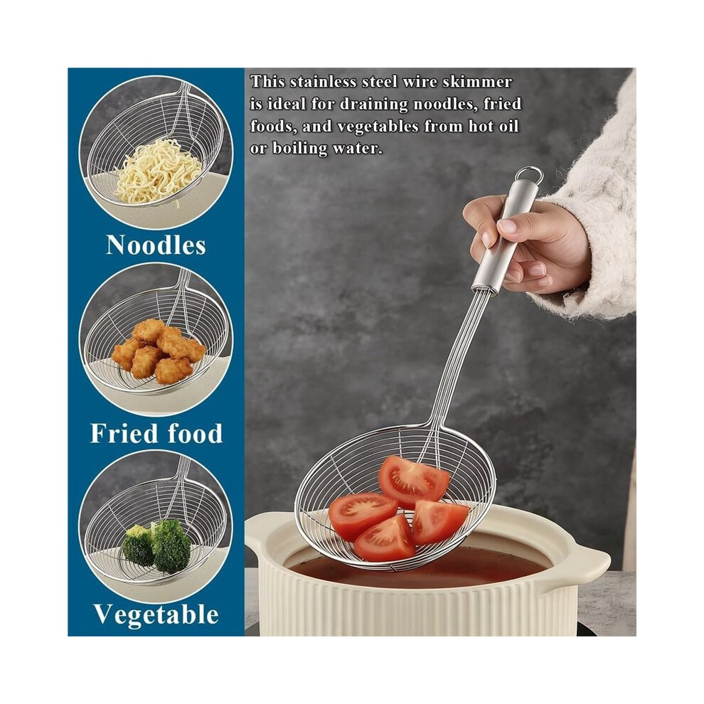 Spider Strainer Skimmer Ladle 2Pcs,Stainless Steel Kitchen Skimmer Slotted Spoons For For Straining Pasta/Cooking/Frying 4713579167536
