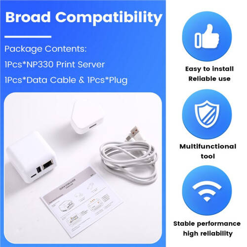 NP330N Network Print Server USB 2.0 LAN Print Sharing Network USB 2.0 Print Server for Android PC Printer UK Plug 1