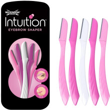 WILKINSON SWORD - Intuition Eyebrow Shaper for Women | Facial Hair Remover and Trimmer | Exfoliating Dermaplaning Tool | Pack of 5 Disposable Razors