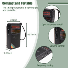 Pocket Radio Portable Full Band Radio AM/FM/SW Radio with Rechargeable Battery Support Earphone MiniRadio for Old,A