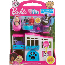 Barbie Pet Dreamhouse 2-Sided Playset, 10-pieces Include Pets and Accessories, Kids Toys for Ages 3 Up by Just Play
