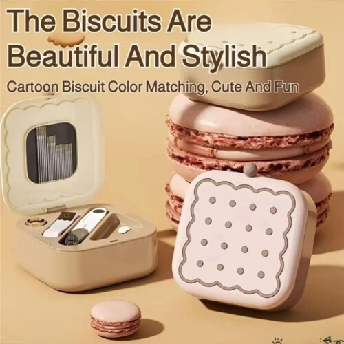 Small Sewing Kit Box: Cute Portable 2-Layer Organizer Magnetic Needles and Thread Kits Holder Basic Case 1