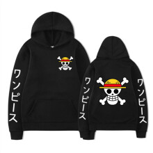 (Black, M) (S, Black) ONE PIECE Anime Sweatshirt Casual Long Sleeve Hooded Top Women Men Hoodie Pocket Pullover