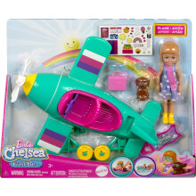 Barbie Chelsea Can Be Doll & Plane Playset, 2-Seater Aircraft with Spinning Daisy Propellor & 7 Accessories, Includes Pet Puppy & Stickers
