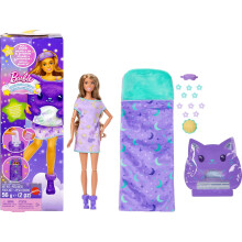 Barbie Party Unboxed Doll & Accessories, Sleepover Reveal Series with 7 Surprises Including Glow-in-The-Dark Activity Purple Pajama Doll