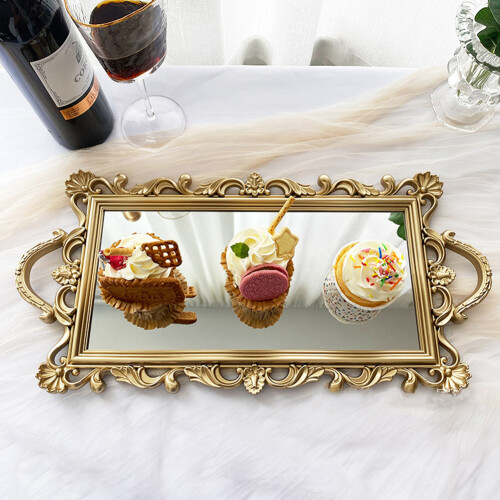 Living And Home Mirror Base Serving Tray 2