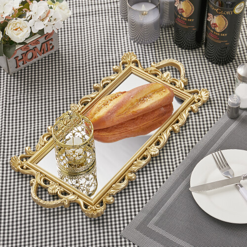 Living And Home Mirror Base Serving Tray 1