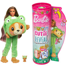Barbie Cutie Reveal Doll & Accessories with Animal Costume & 10 Surprises Including Color Change, Puppy as Frog in Costume-Themed Series