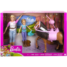 Barbie - Stacie Sisters on Horse Playset with Horse and Saddle of 2, with Riding Suits, Toy and Gift for Children 3+ Years, GXD65.