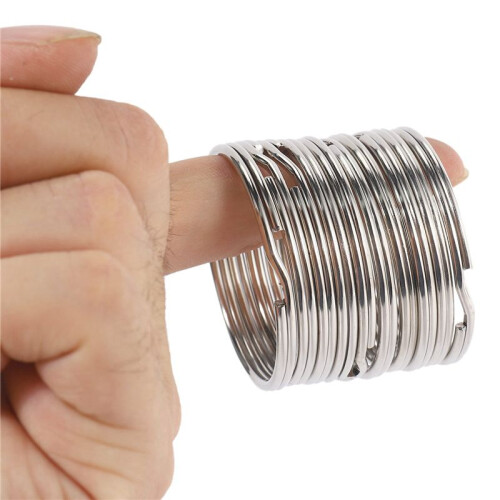 60X Quality 50mm Keyring Split Ring Set Heavy Duty Large Nickel Key Loop Sprung Hoop 2