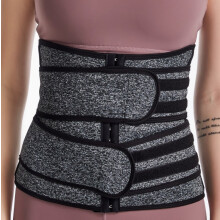 (Ash Gray Three-Row Buckle Double Waist Belt, XL) Justerbart midjebälte i neopren för kvinnor - Bantning och formning, svettkontrollkorsett