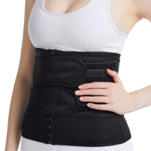 (Black three-button double waist belt, L) Women's Adjustable Neoprene Waist Trainer Belt - Slimming & Shaping Sweat Control Corset