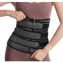 (Flax Grey Zipper Three Waist Belts, XXXL) Taillenformer-Gürtel für Damen – Fitness & Schwitzen – Bauchweg-Korsett – Figurformender Gürtel