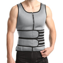 (Double Waist Belt Men (Gray), M) Męski podwójny pas w talii, modelujący talię, wzmocniony gumą potową, pas wyszczuplający talię i brzuch