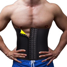(Black, S) Neoprene Men's Waist Slimming Abdominal Trainer Waist Training Device Abdominal Control Buckle Body Shaping Waist Belt